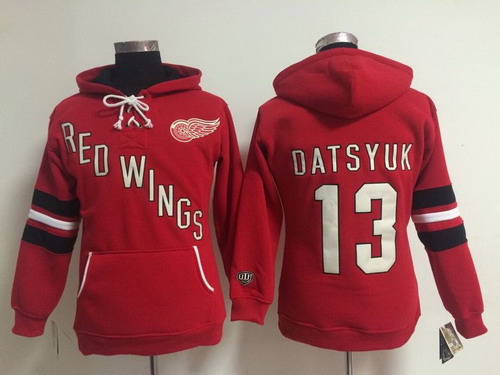 Old Time Hockey Detroit Red Wings #13 Pavel Datsyuk Red Womens Hoodie