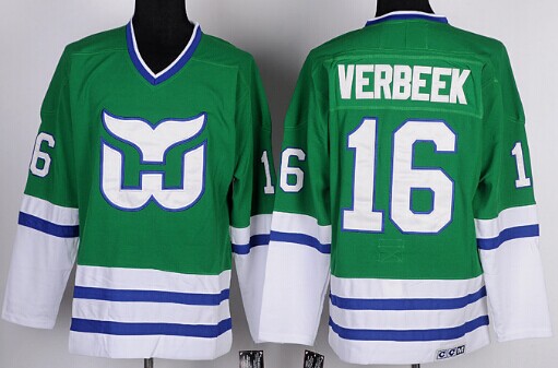 Hartford Whalers #16 Pat Verbeek Green Throwback CCM Jersey
