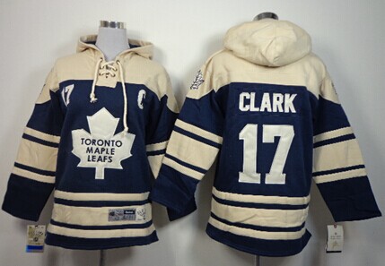 Old Time Hockey Toronto Maple Leafs #17 Wendel Clark Navy Blue Kids Hoodie