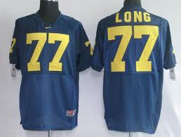 Michigan Wolverines #77 Long Navy Blue Jersey 