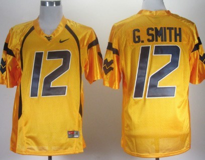 West Virginia Mountaineers #12 Geno Smith Yellow Jersey 