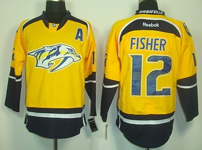 Nashville Predators #12 Mike Fisher Yellow Jersey