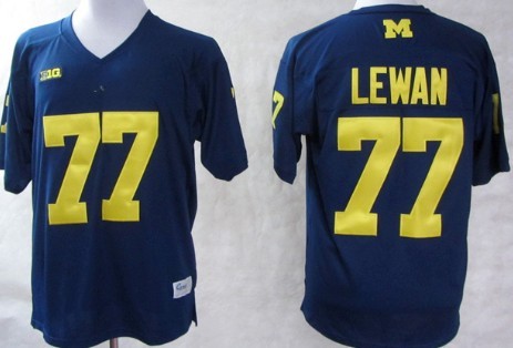 Michigan Wolverines #77 Taylor Lewan Navy Blue Jersey