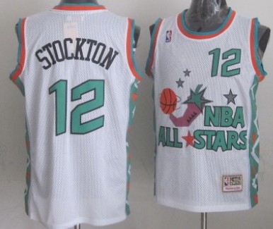 NBA 1996 All-Star #12 John Stockton White Swingman Throwback Jersey 