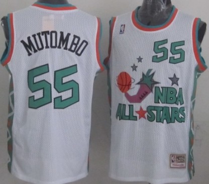 NBA 1996 All-Star #55 Dikembe Mutombo White Swingman Throwback Jersey 