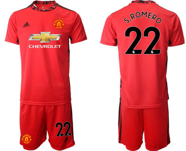 2020-21 Manchester United 22 S.ROMERO Red Goalkeeper Soccer Jersey
