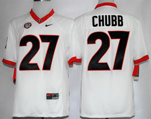 Georgia Bulldogs #27 Nick Chubb 2014 White Limited Jersey