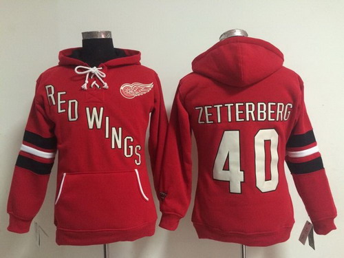 Old Time Hockey Detroit Red Wings #40 Henrik Zetterberg Red Womens Hoodie