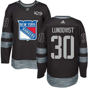 Adidas Men's York Rangers #30 Henrik Lundqvist Stitched Black 1917-2017 100th Anniversary NHL Jersey