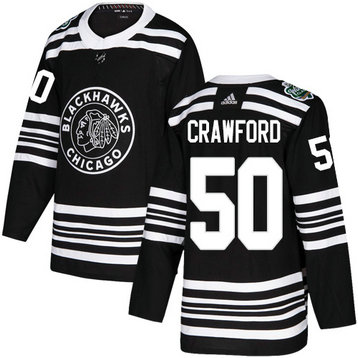 Blackhawks #50 Corey Crawford Black Authentic 2019 Winter Classic Stitched Hockey Jersey