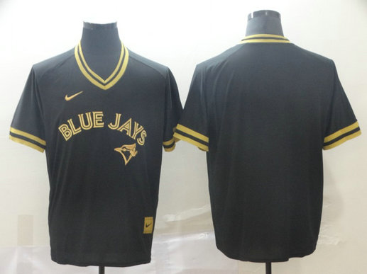 Blue Jays Blank Black Gold Nike Cooperstown Collection Legend V Neck Jersey