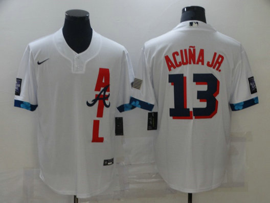 Braves 13 Ronald Acuna Jr. White Nike 2021 MLB All-Star Cool Base Jersey