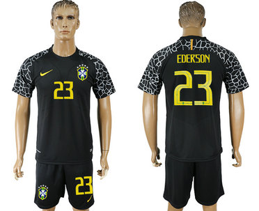Brazil 23 EDERSON Black Goalkeeper 2018 FIFA World Cup Soccer Jersey