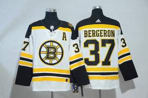 Bruins 37 Patrice Bergeron White Adidas Jersey