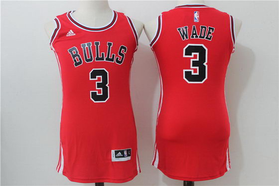Bulls 3 Dwyane Wade Red Women Swingman Stitched NBA Jersey