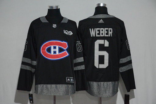 Canadiens 6 Shea Weber Black 1917-2017 100th Anniversary Adidas Jersey