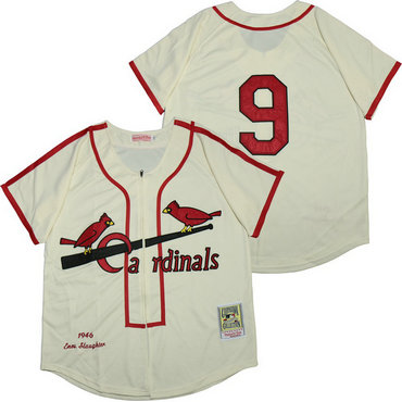 Cardinals 9 Enos Slaughter Cream 1946 Cooperstown Collection Jersey