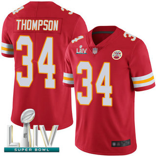 Chiefs #34 Darwin Thompson Red Team Color Super Bowl LIV Bound Men's Stitched Football Vapor Untouchable Limited Jersey