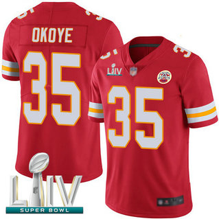 Chiefs #35 Christian Okoye Red Team Color Super Bowl LIV Bound Men's Stitched Football Vapor Untouchable Limited Jersey