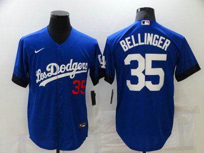 Dodgers 35 Cody Bellinger Royal 2021 City Connect Cool Base Jerseys