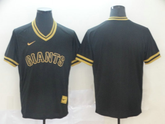 Giants Blank Black Gold Nike Cooperstown Collection Legend V Neck Jersey