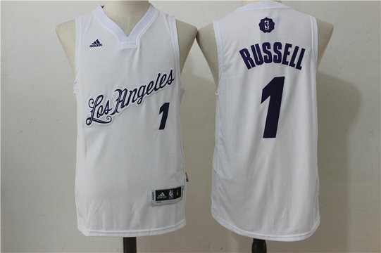 Lakers 1 D'Angelo Russell White 2016 Christmas Day Swingman Jersey