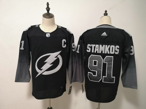 Lightning 91 Steven Stamkos Black Alternate Adidas Jersey