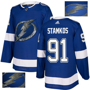 Lightning 91 Steven Stamkos Blue With Special Glittery Logo Adidas Jersey