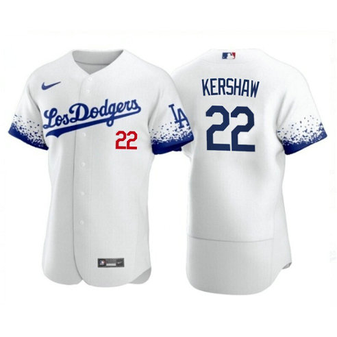 Los Angeles Dodgers #22 Clayton Kershaw 2021 City Connect White Jersey