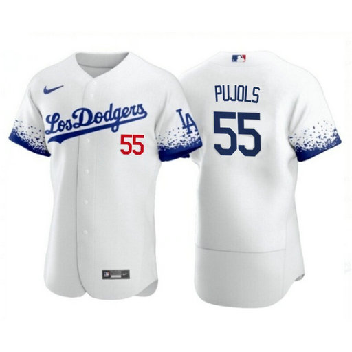 Los Angeles Dodgers #55 Albert Pujols 2021 City Connect White Jersey
