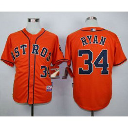 MLB Astros 34 Nolan Ryan Orange Cool Base Men Jersey