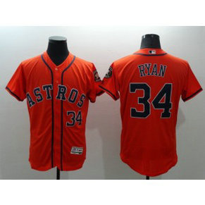 MLB Astros 34 Nolan Ryan Orange Flexbase Men Jersey