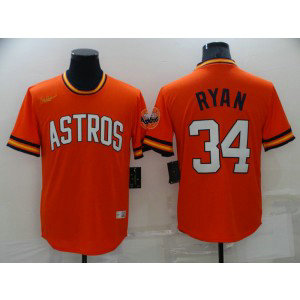 MLB Astros 34 Nolan Ryan Orange Nike Cool Base Men Jersey