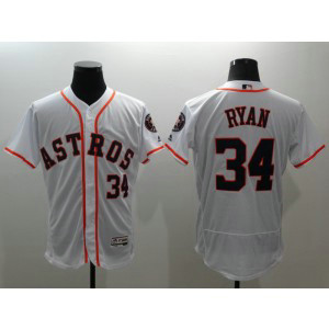 MLB Astros 34 Nolan Ryan White Flexbase Men Jersey