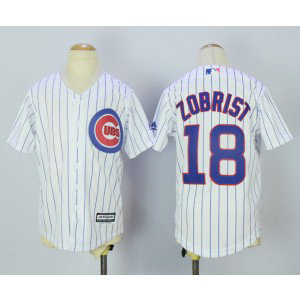 MLB Cubs 18 Ben Zobrist White New Cool Base Youth Jersey