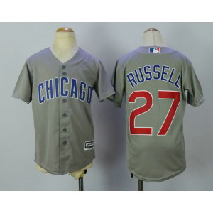 MLB Cubs 27 Addison Russell Grey New Cool Base Youth Jersey