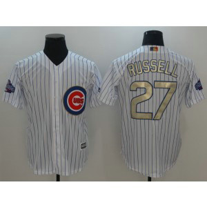 MLB Cubs 27 Addison Russell White 2017 Gold Program Cool Base Men Jersey