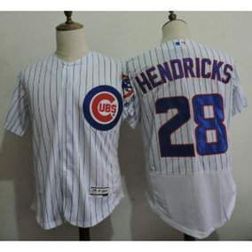 MLB Cubs 28 Kyle Hendricks White Majestic Authentic Flexbase Men Jersey