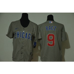 MLB Cubs 9 Javier Baez Gray 2020 Nike Cool Base Youth Jersey