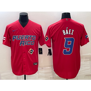 MLB Cubs 9 Javier Baez Red 2023 World Series Men Jersey 1