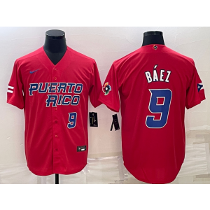 MLB Cubs 9 Javier Baez Red 2023 World Series Men Jersey
