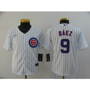 MLB Cubs White 9 Javier Baez 2020 Nike Cool Base Youth Jersey