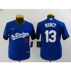 MLB Dodgers 13 Max Muncy Royal 2021 City Connect Cool Base Youth Jersey
