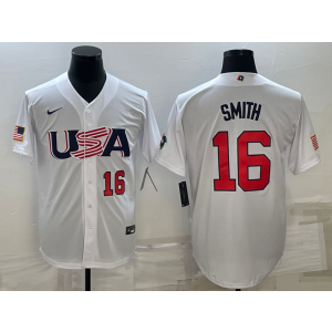 MLB Dodgers 16 Will Smith White 2023 World Series Cool Base Men Jersey