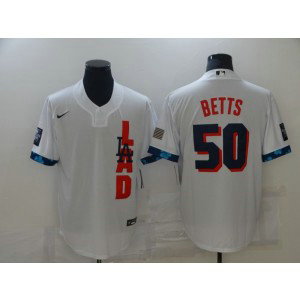 MLB Dodgers 50 Mookie Betts White 2021 All-Star Cool Base Men Jersey