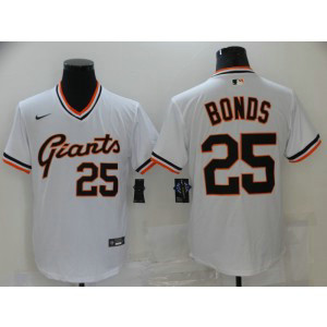 MLB Giants 25 Barry Bonds White Mitchell and Ness Throwback Men Jersey