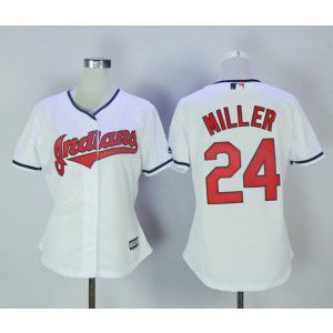 MLB Indians 24 Andrew Miller White New Cool Base Women Jersey