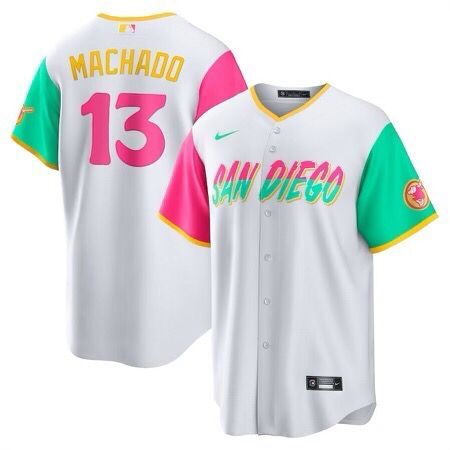 Cheap Men's San Diego Padres #13 Manny Machado White 2022 City Connect Cool Base Stitched Jersey