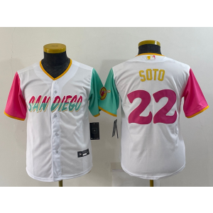 MLB Padres 22 Juan Soto White 2021 City Connect Cool Base Youth Jersey