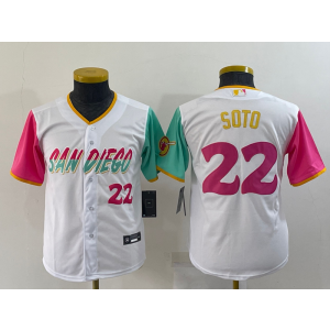 MLB Padres 22 Juan Soto White 2021 City Connect Nike Cool Base Youth Jersey